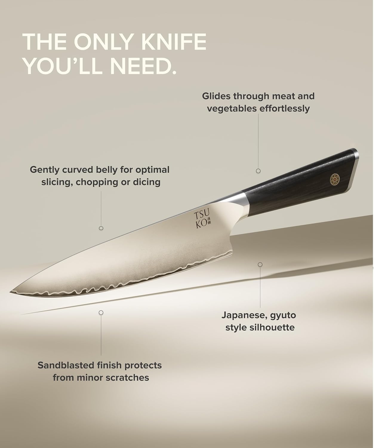 Tsuko Chef Knife With Four Stage Sharpener & Wooden Sheath